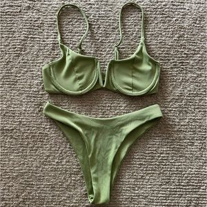 Green ribbed bikini, size small